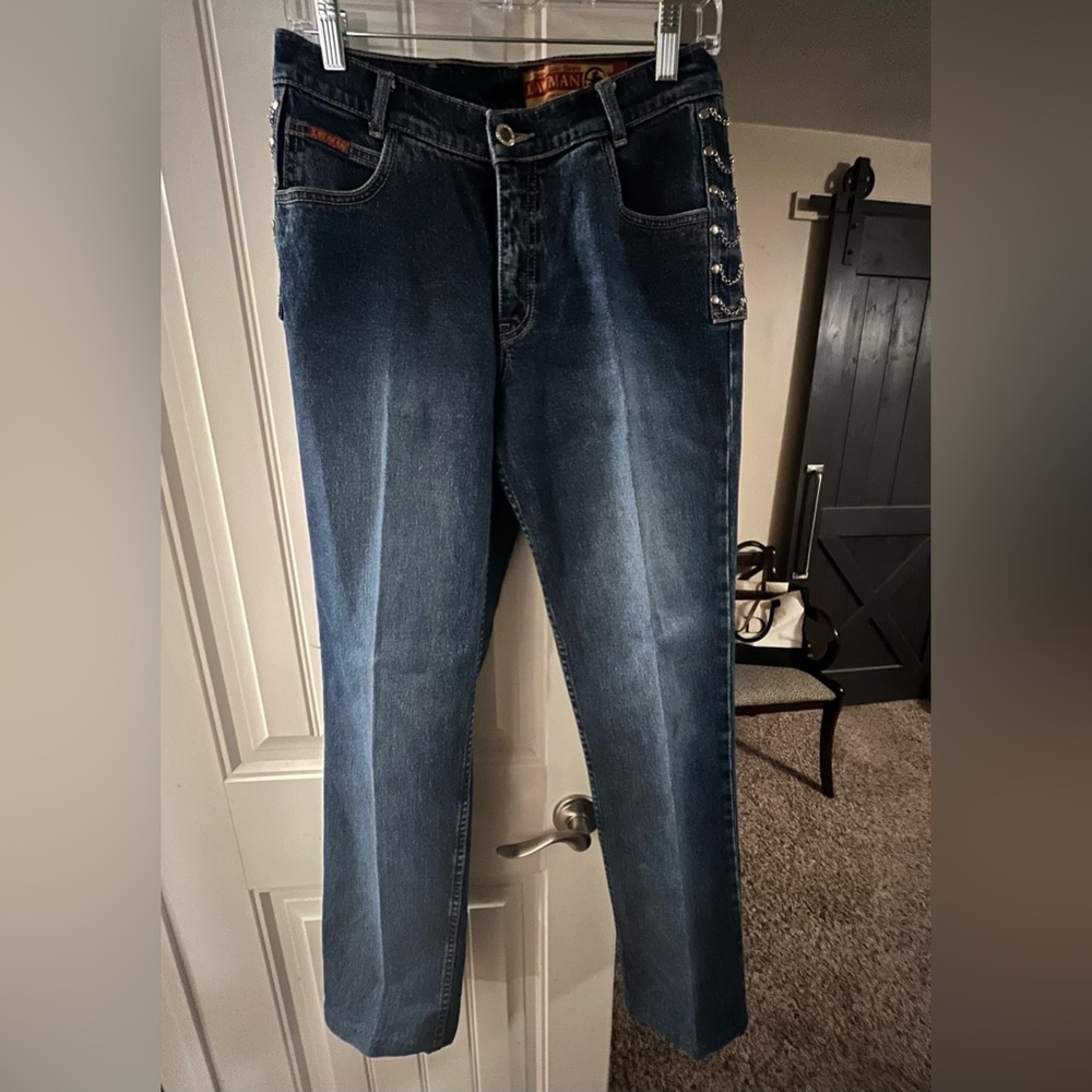 Vintage Lawman  Western Jeans  chain design, size 7 - Picture 2 of 13